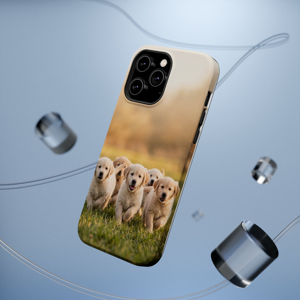 Golden Retriever Puppies Phone Case — Impact-Resistant Wireless Charging Cover