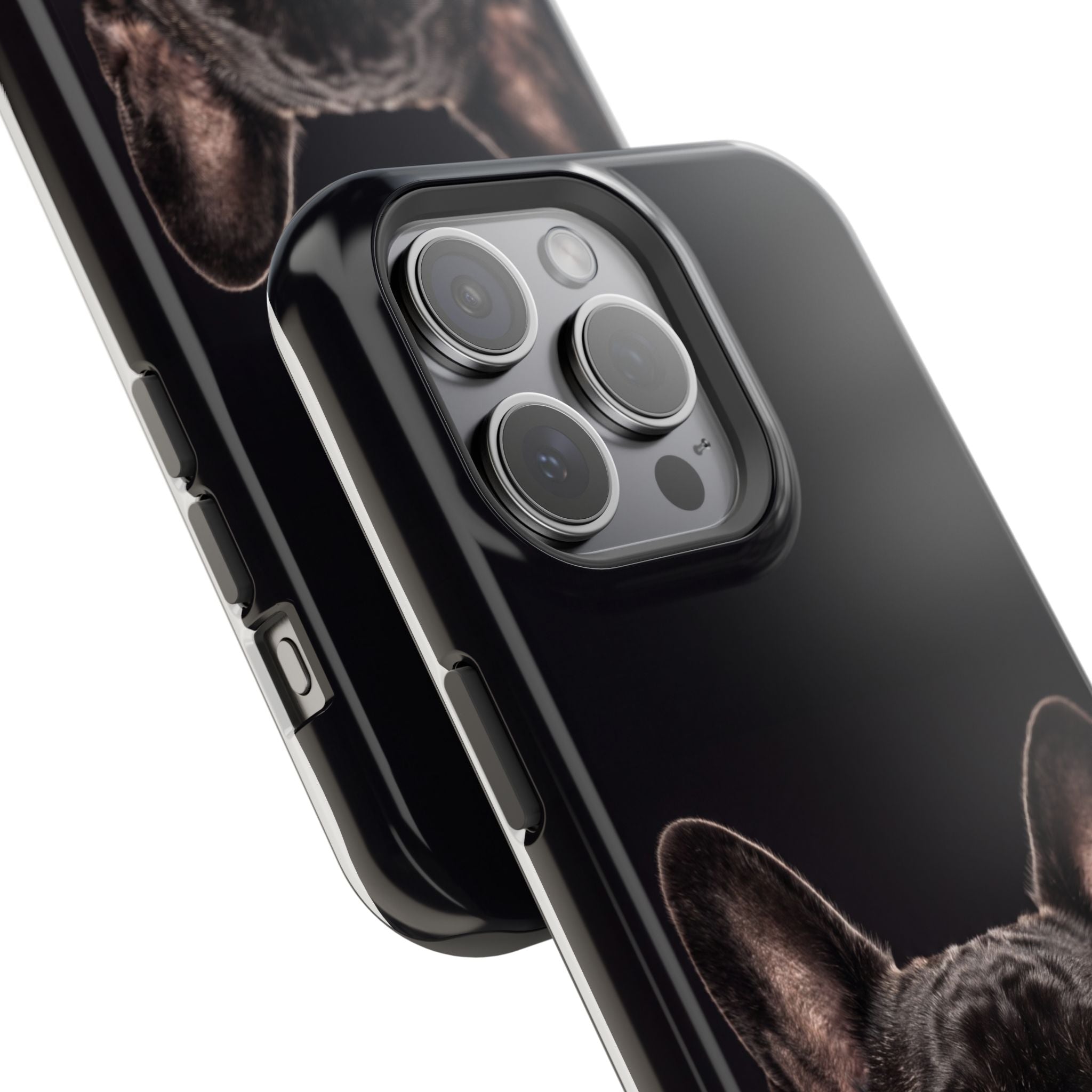 Black French Bulldog Phone Case — Impact-Resistant Wireless Charging Cover