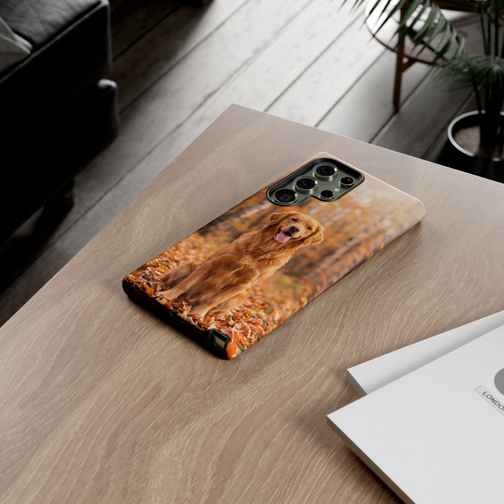 Golden Retriever Autumn Forest Phone Case | Happy Dog in Fall Foliage | Samsung & iPhone