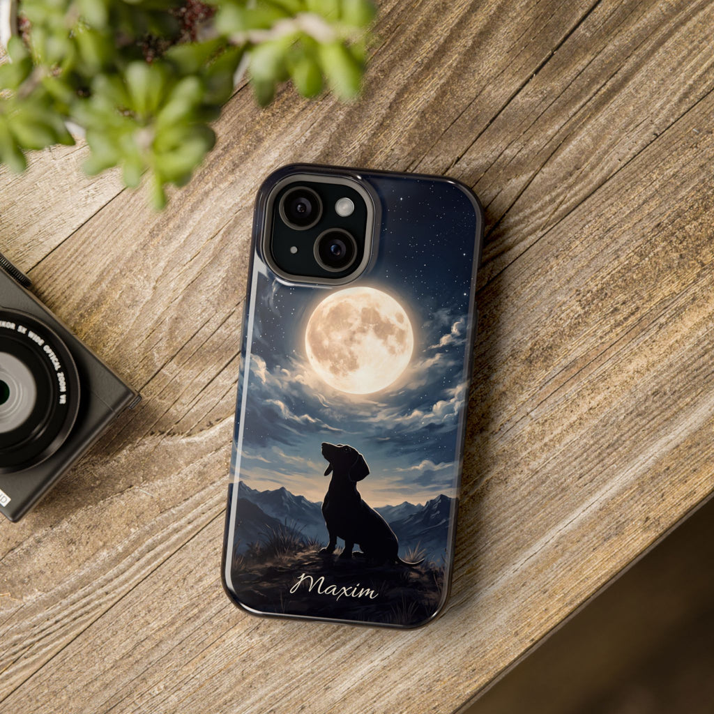 Personalized Dachshund Moonlight Phone Case — Wireless Charging Cover