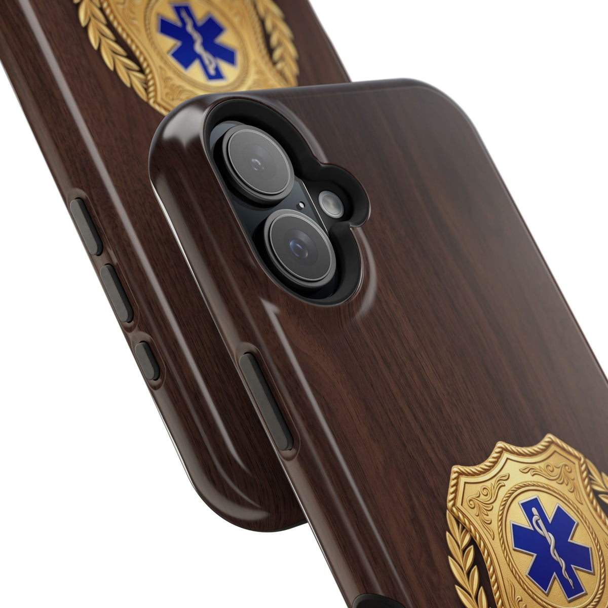 Gold EMS Laurel Badge Wood Phone Case — Magnetic Wireless Charging Cover