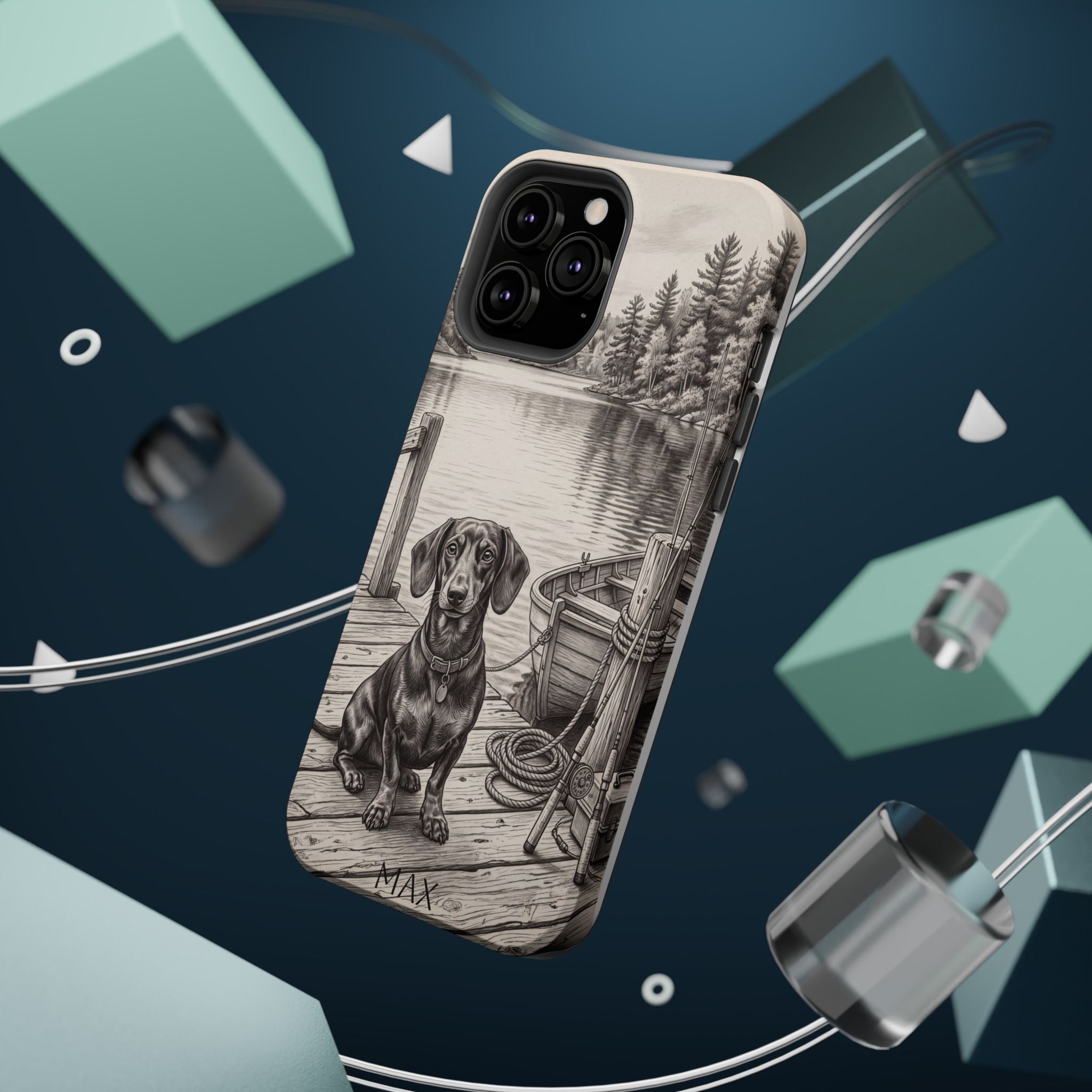 Personalized Dachshund Sunset Beach Phone Case — Wireless Charging Cover