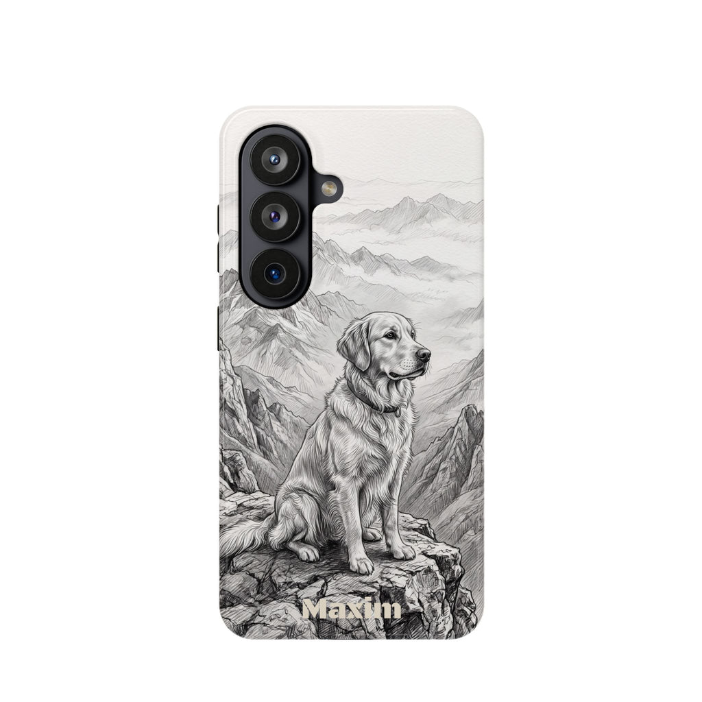 Personalized Golden Retriever Mountain Peak Phone Case — Wireless Charging Cover