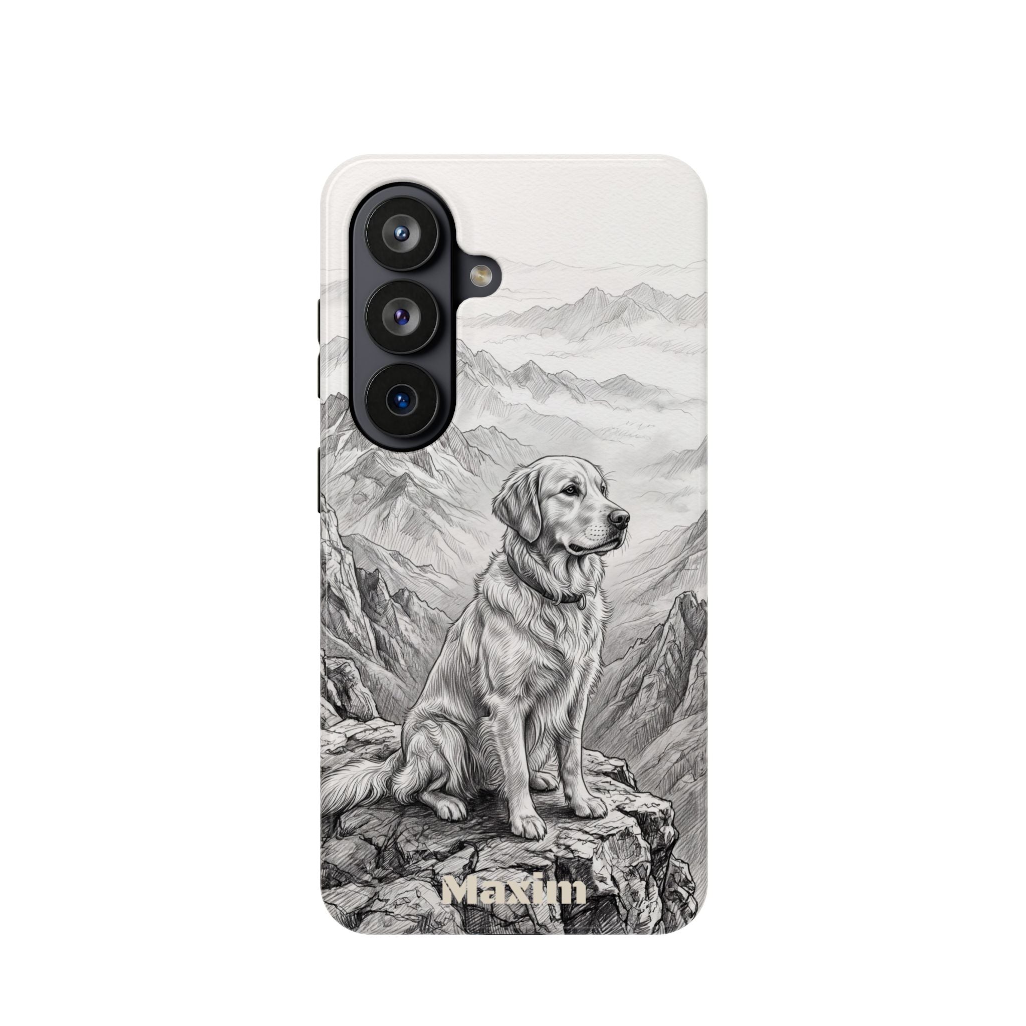 Personalized Golden Retriever Mountain Peak Phone Case — Wireless Charging Cover