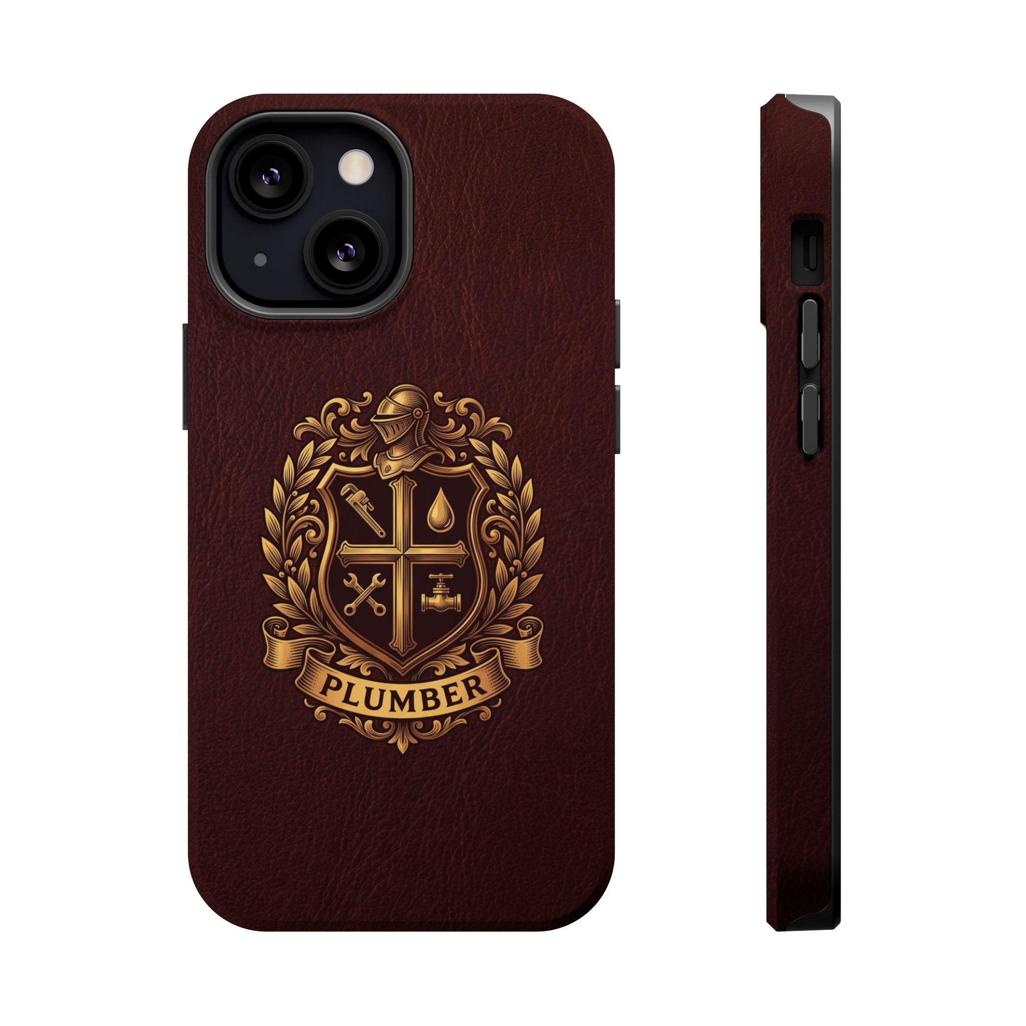 Plumber Crest Phone Case — Heraldic Shield Design Wireless Charging Cover