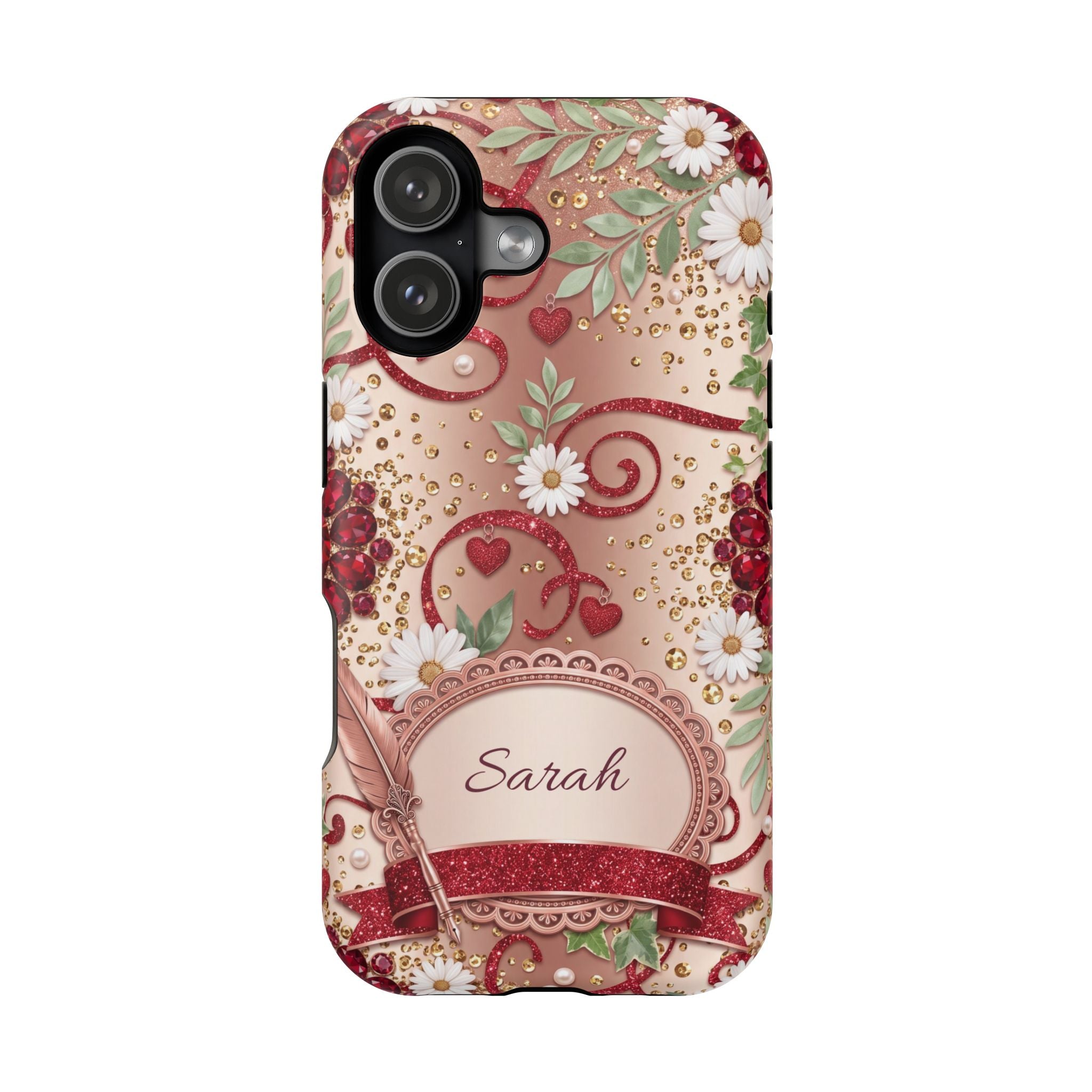 Personalized Vintage Floral Teacher Phone Case — Wireless Charging Cover
