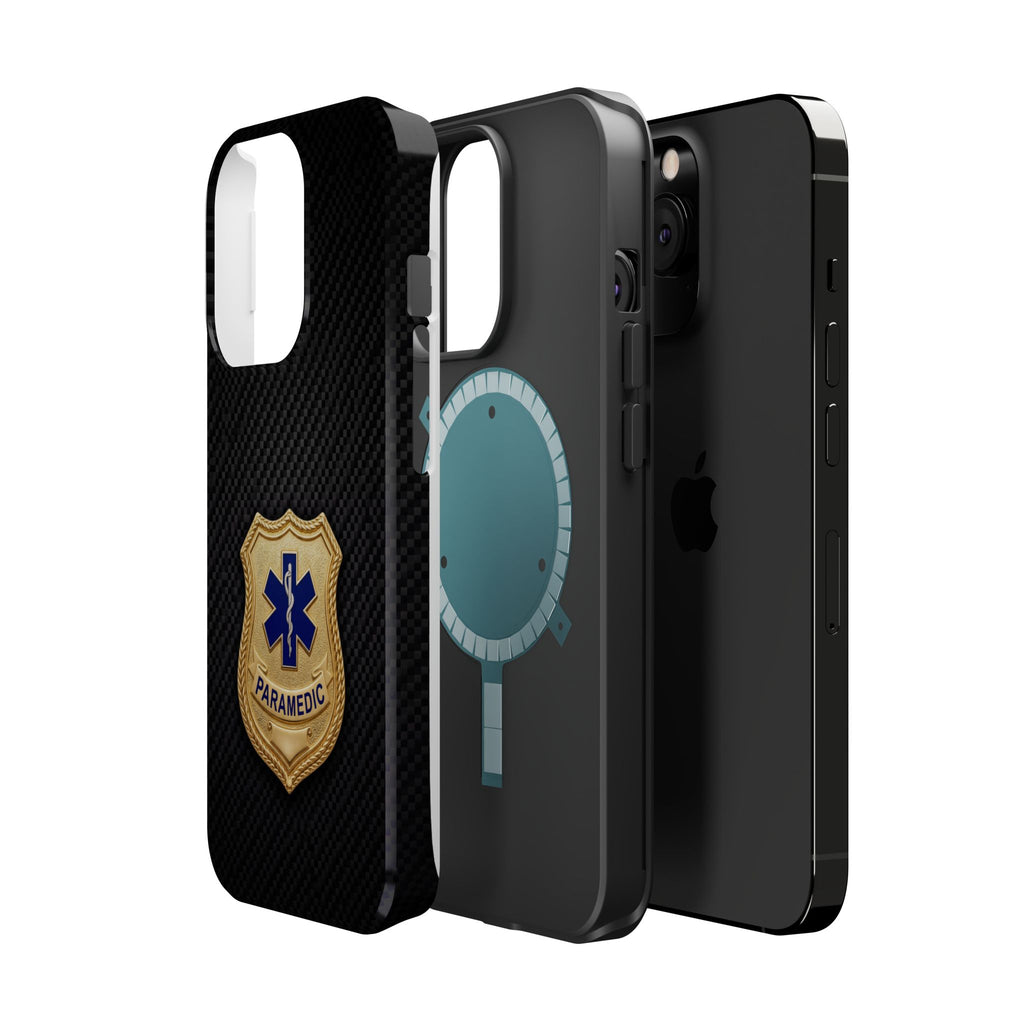 Gold Paramedic Badge Black Phone Case — Magnetic Wireless Charging Cover
