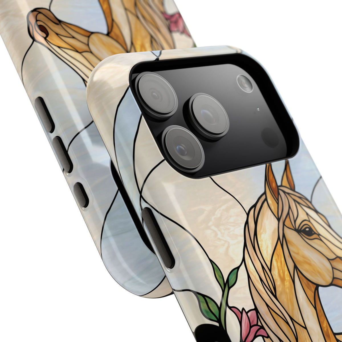 Floral Stained Glass Horse Phone Case — Tough Magnetic Case with Wireless Charging
