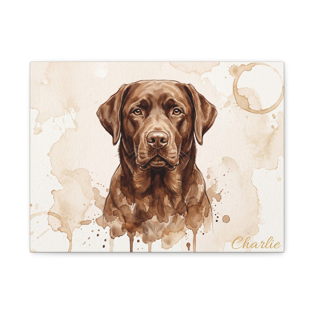 Chocolate Labrador Personalized Canvas | Watercolor Sepia Wall Art