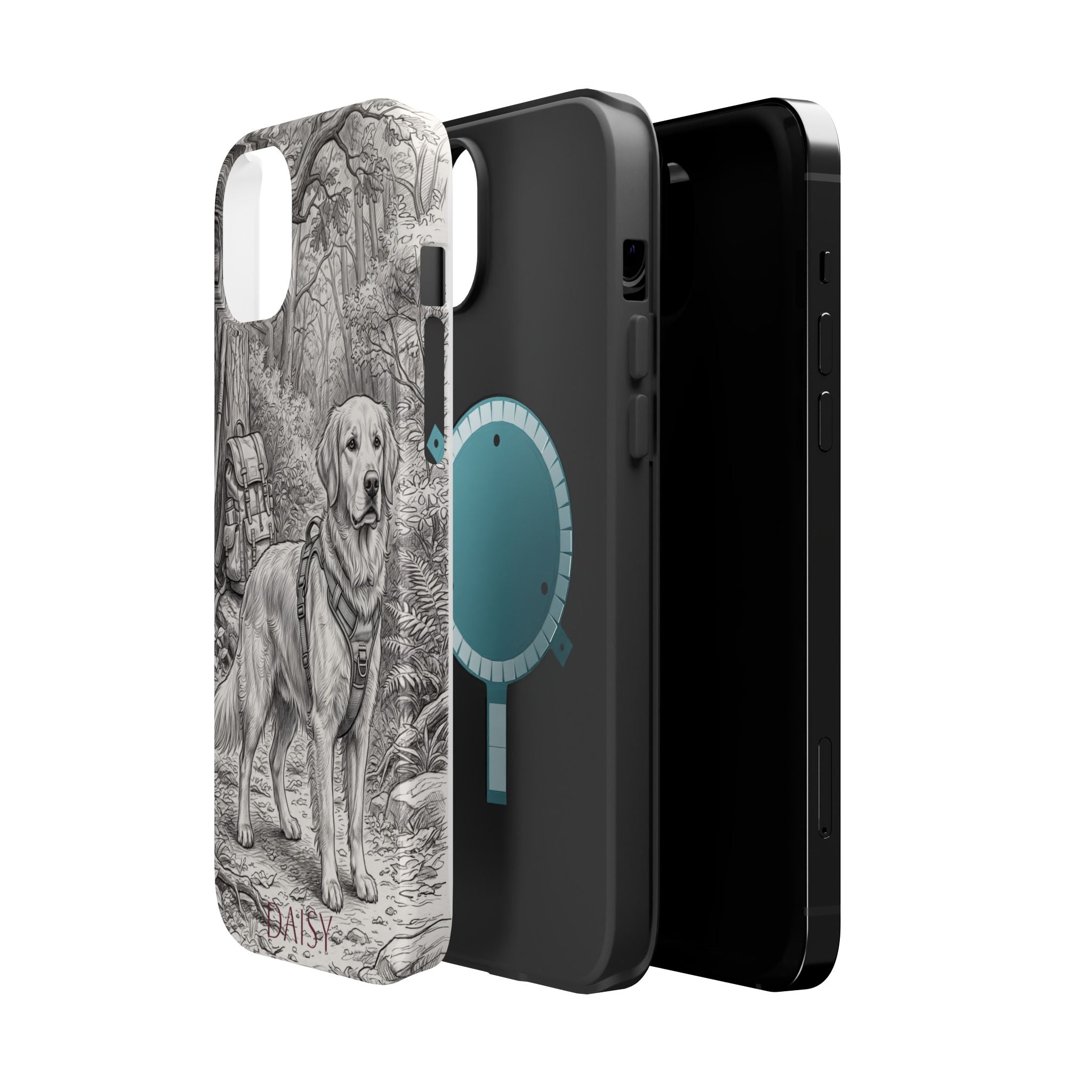 Personalized Golden Retriever Woodland Trail Phone Case — Wireless Charging Cover