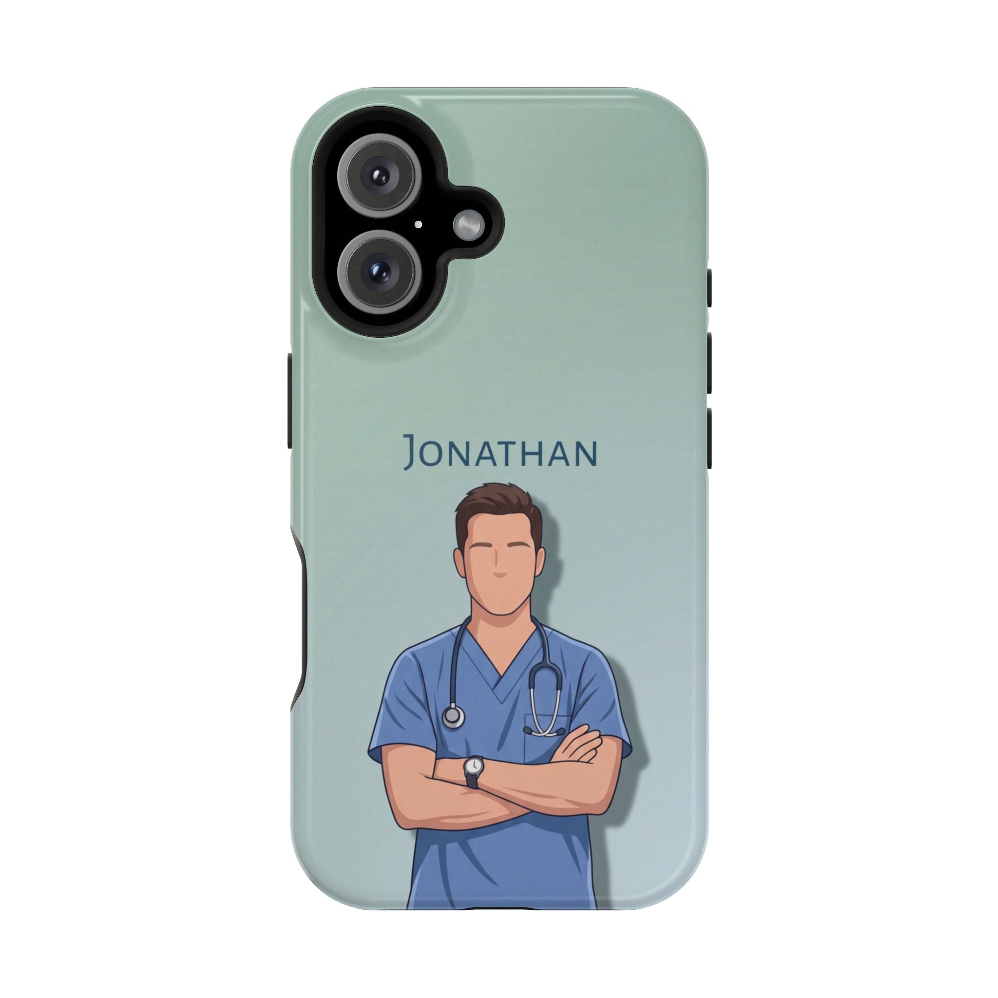 Personalized Nurse Portrait Phone Case — Impact-Resistant Wireless Charging Cover