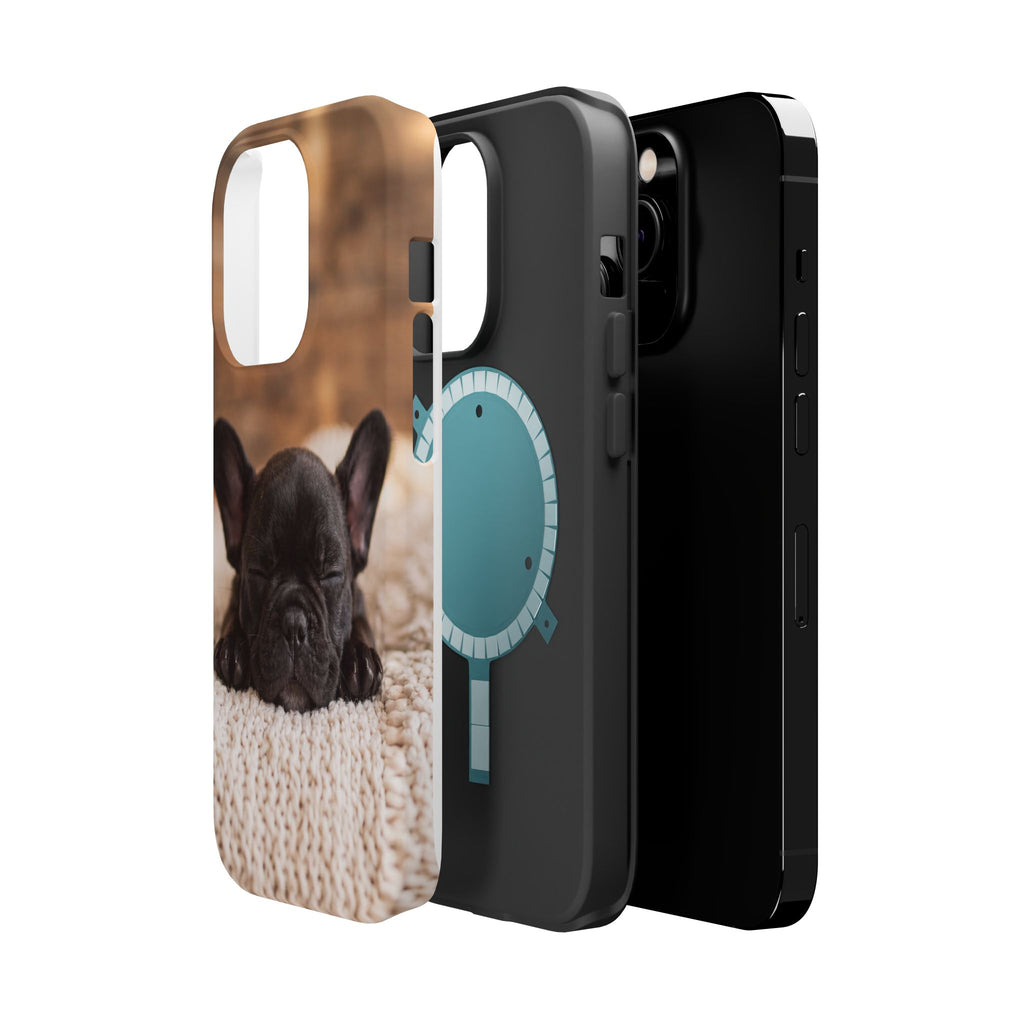 Sleepy French Bulldog Phone Case — Impact-Resistant Wireless Charging Cover