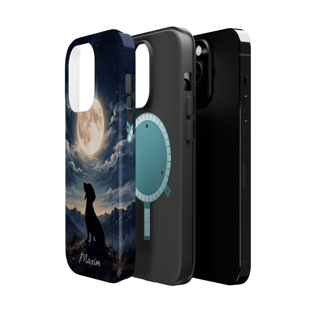 Personalized Dachshund Moonlight Phone Case — Wireless Charging Cover