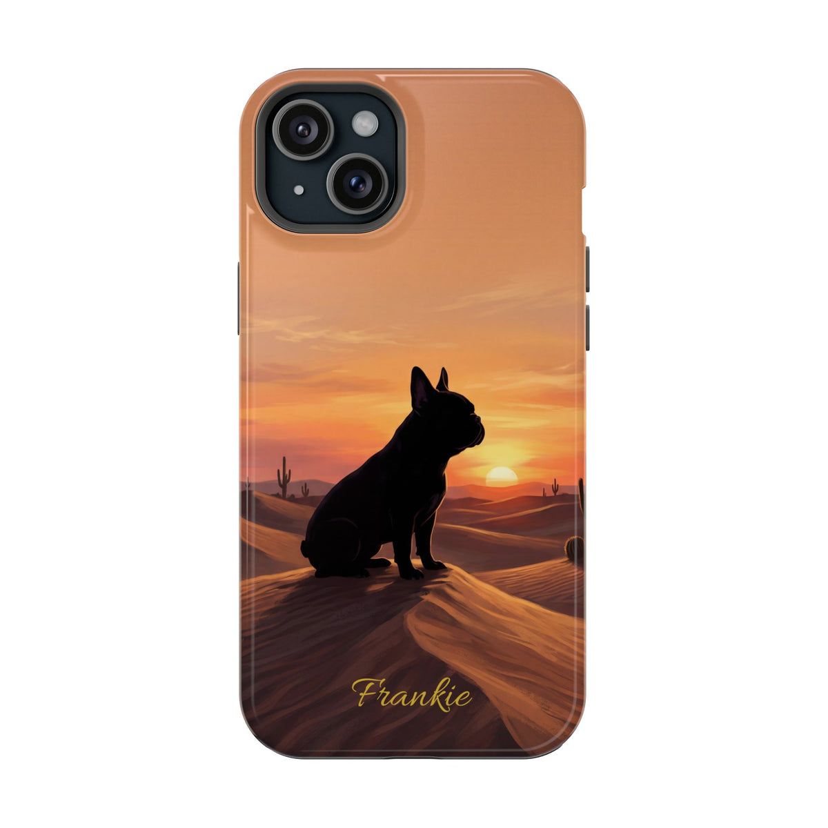 Personalized French Bulldog Desert Sunset Phone Case — Wireless Charging Cover