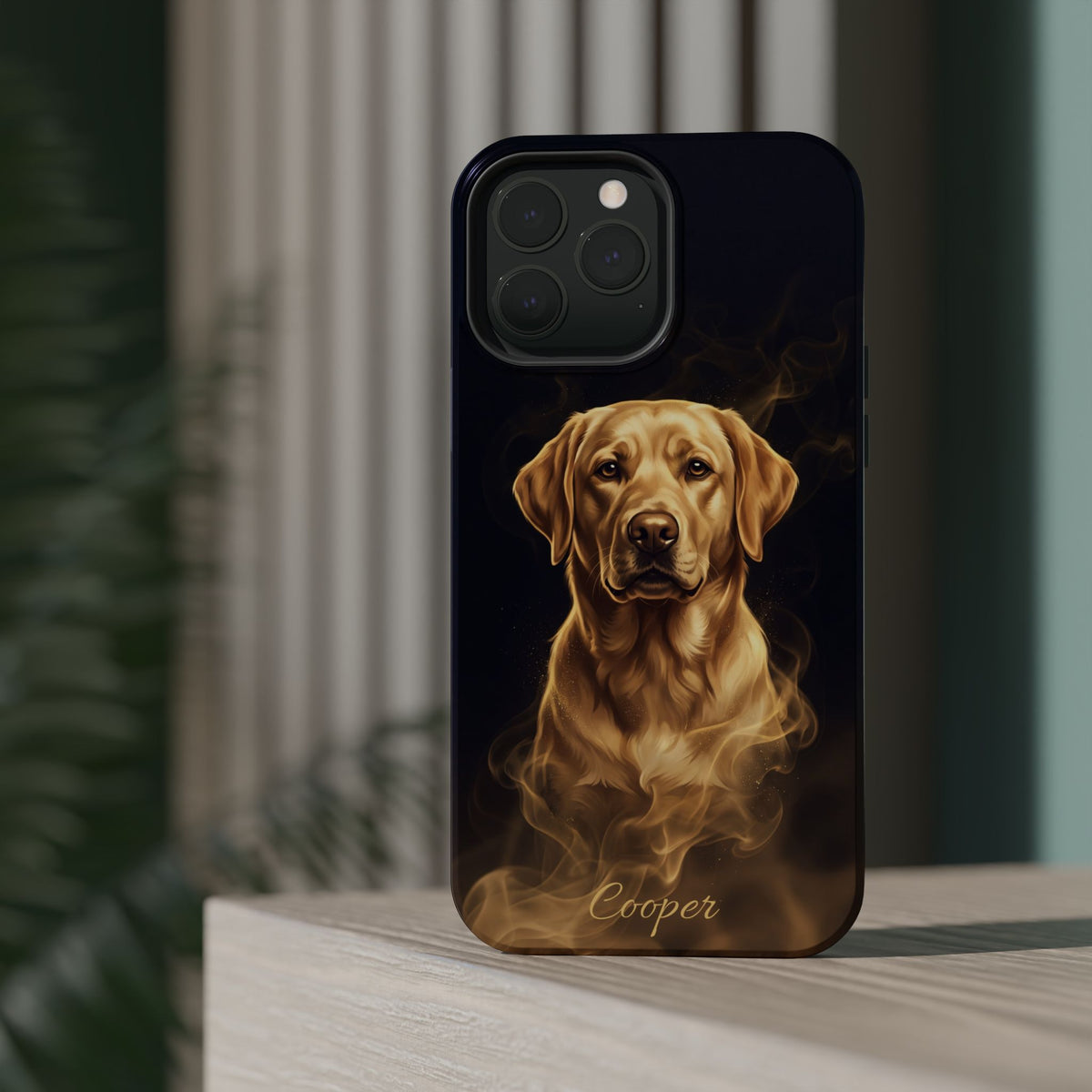 Personalized Gold Smoke Labrador Phone Case — Tough Magnetic Case with Wireless Charging