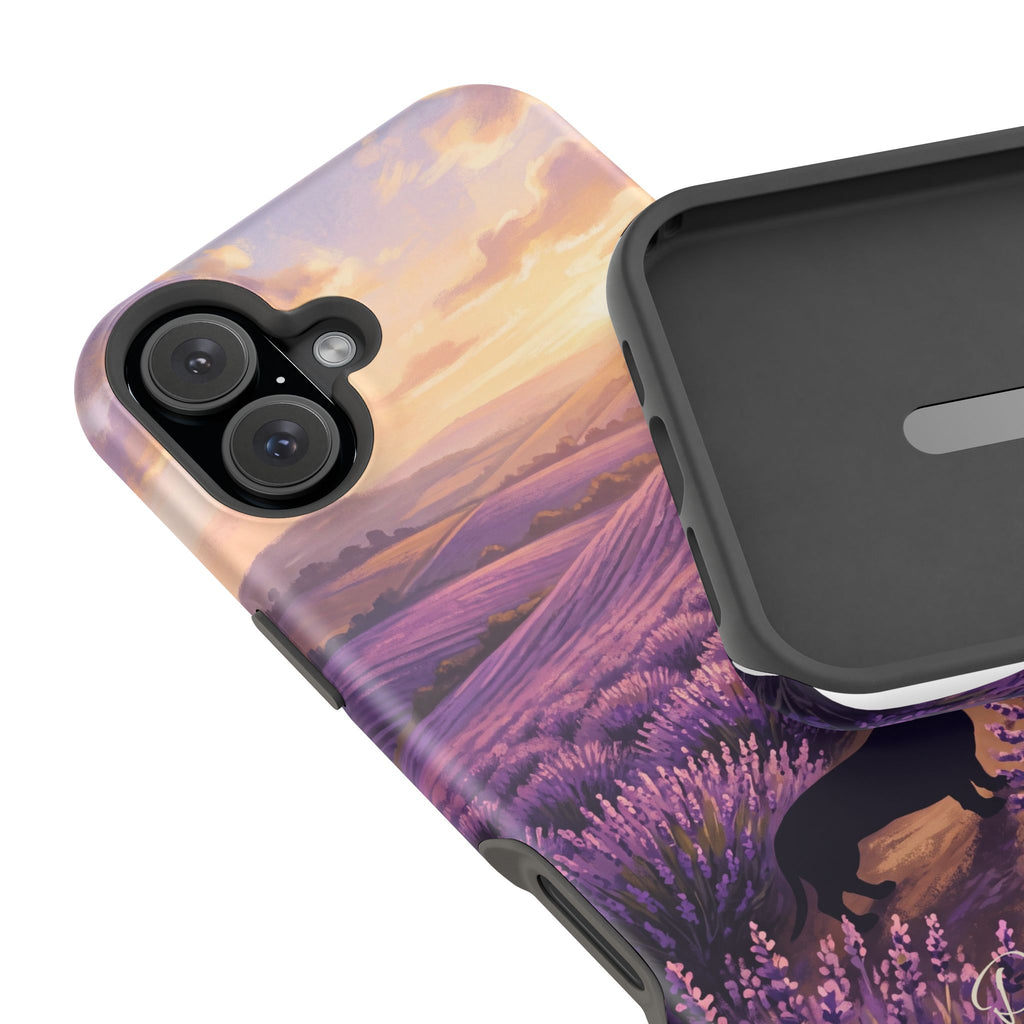 Personalized Dachshund Lavender Field Phone Case — Wireless Charging Cover