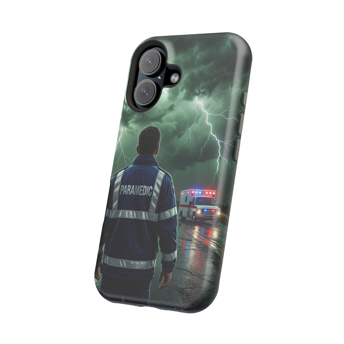 Paramedic Green Storm Phone Case — Magnetic Wireless Charging Cover