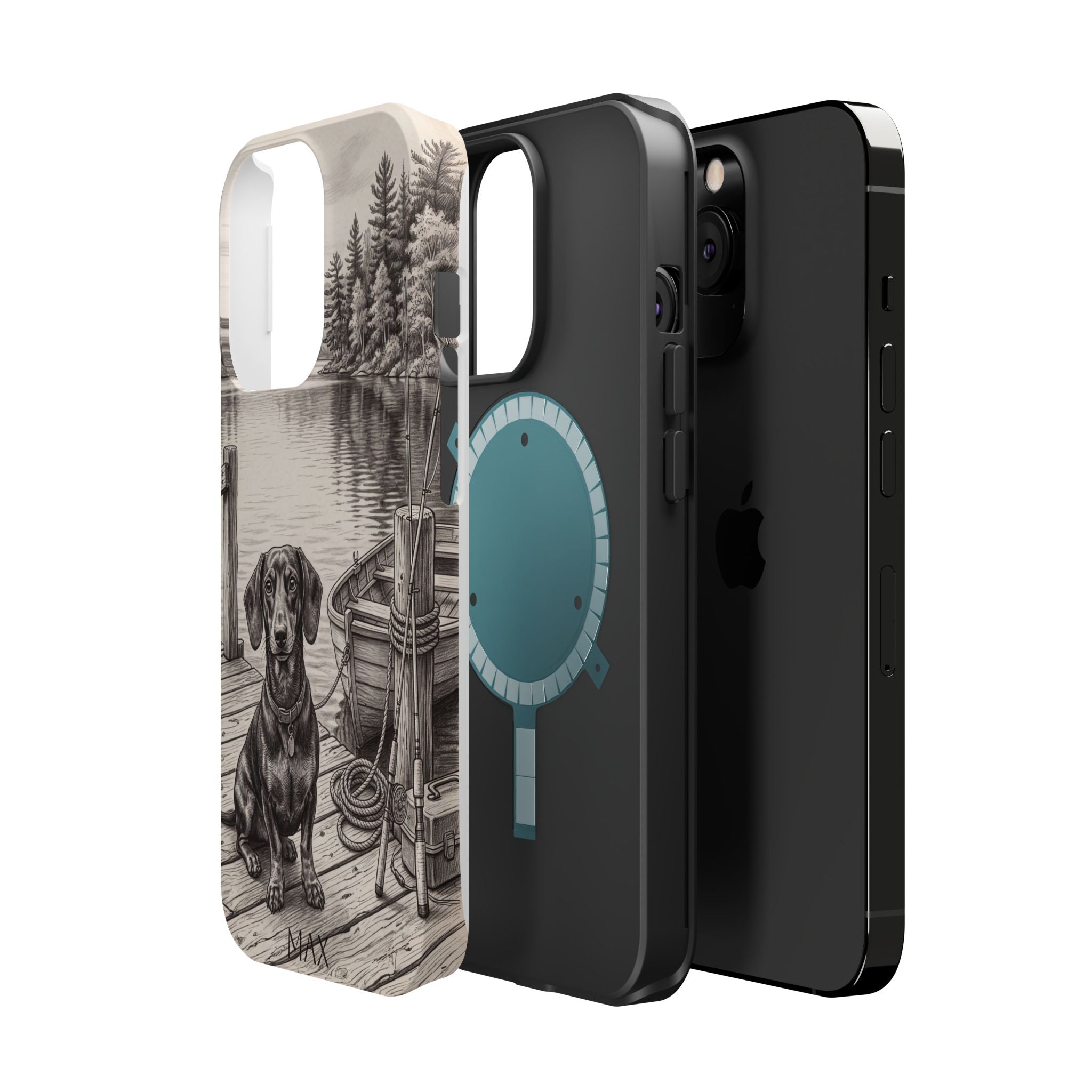 Personalized Dachshund Sunset Beach Phone Case — Wireless Charging Cover