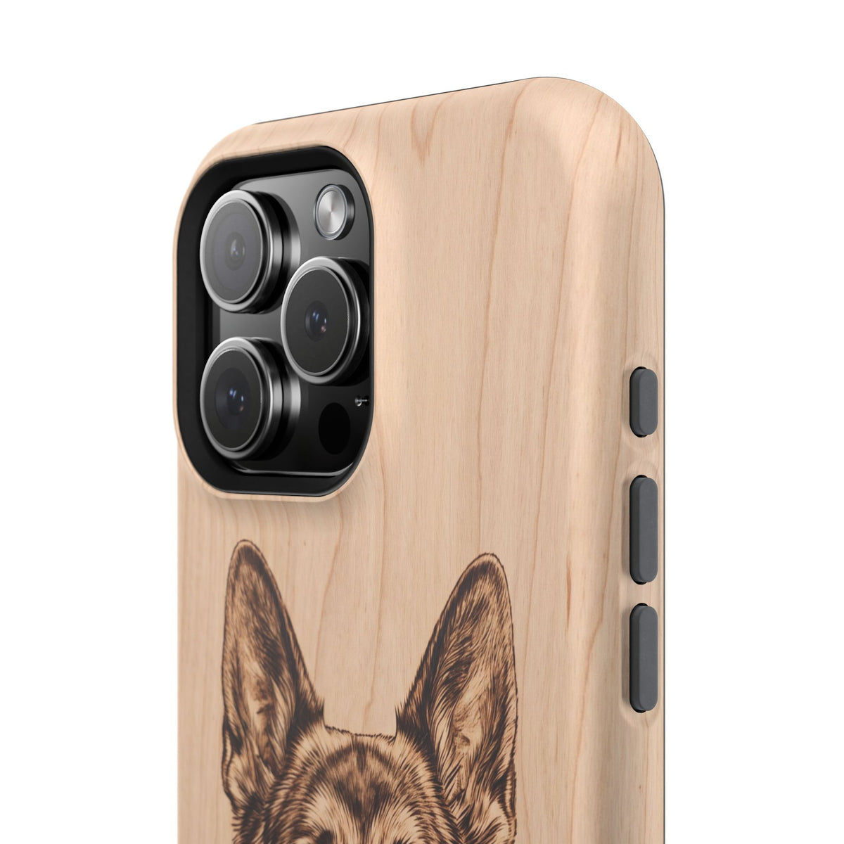 German Shepherd Phone Case | Pyrography Art — Tough Magnetic Case with Wireless Charging