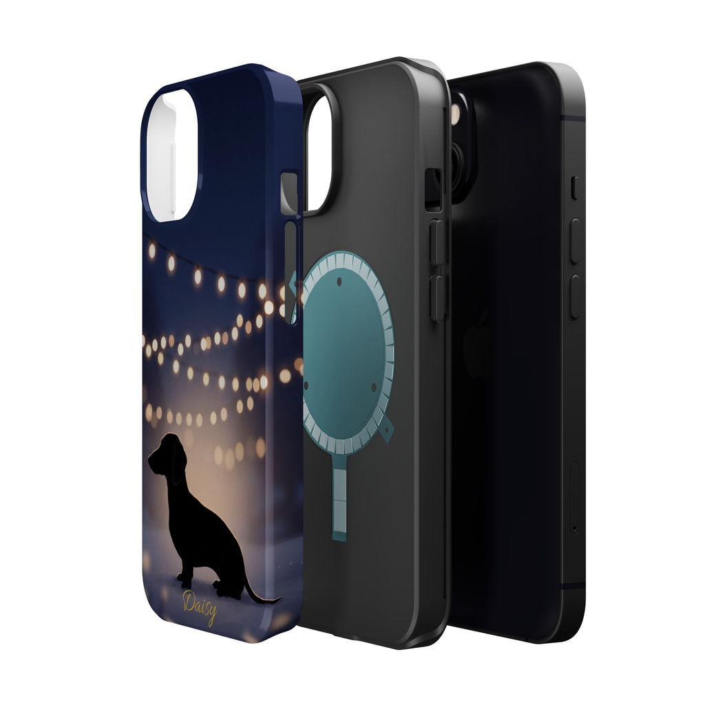 Personalized Dachshund Fairy Lights Phone Case — Wireless Charging Cover