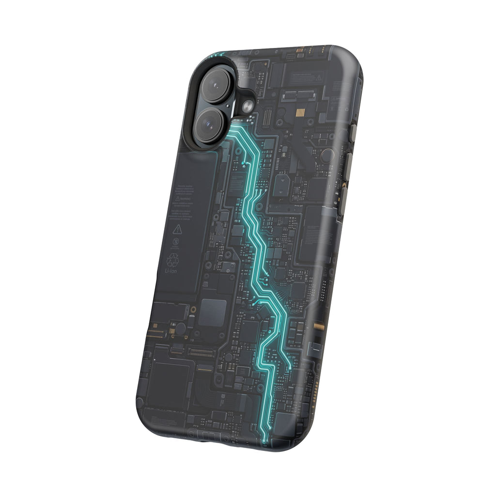 Cyan Bolt Electrician Phone Case — Electric Circuit Wireless Charging Cover