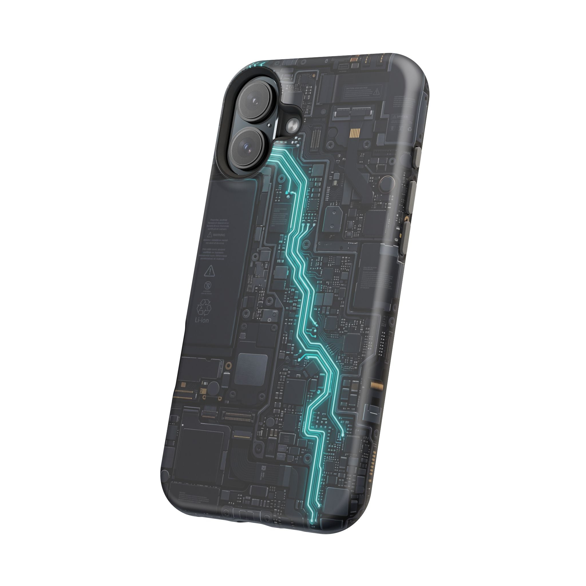 Cyan Bolt Electrician Phone Case — Electric Circuit Wireless Charging Cover