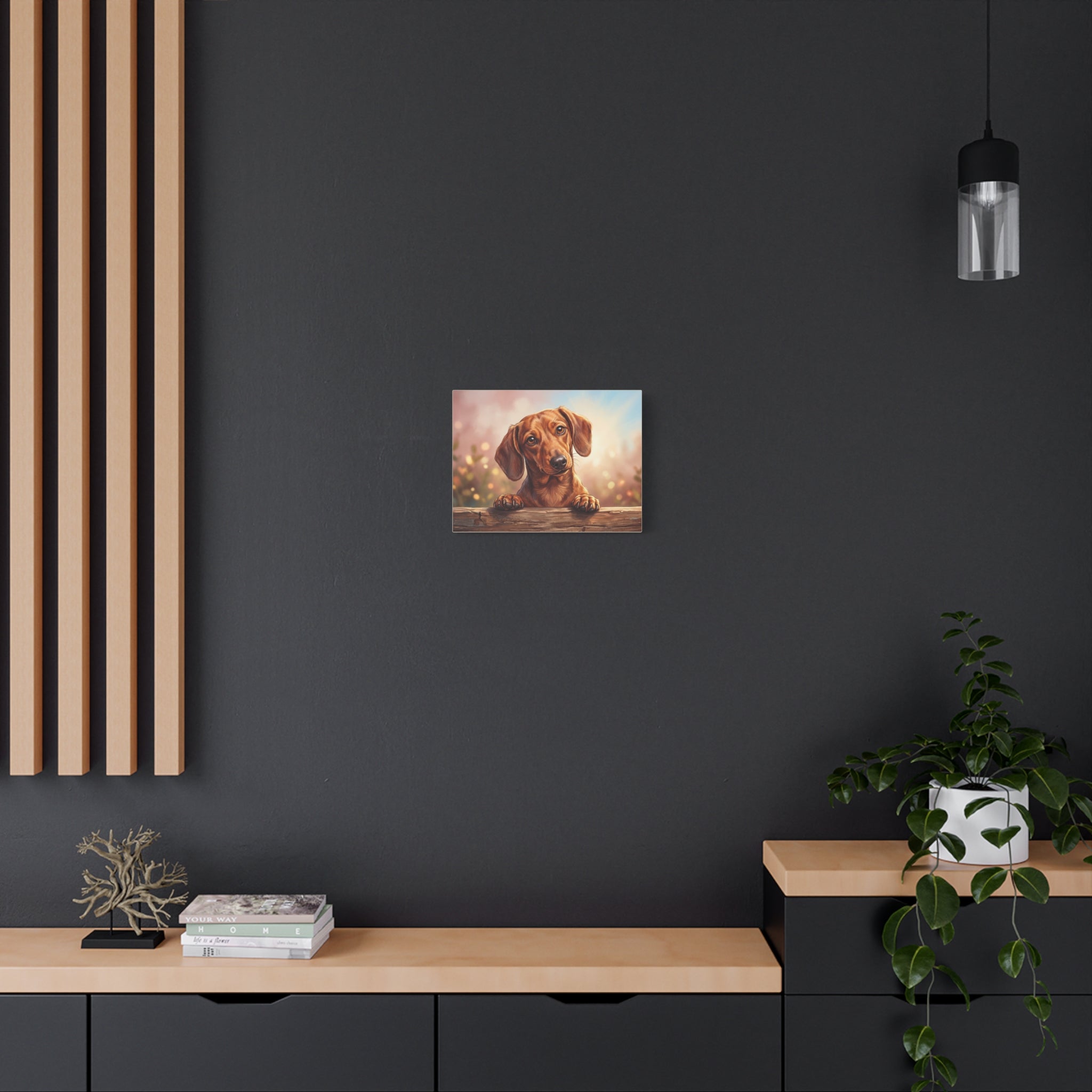 Dachshund Canvas Art – Cute Puppy Portrait Matte Stretched Wall Decor