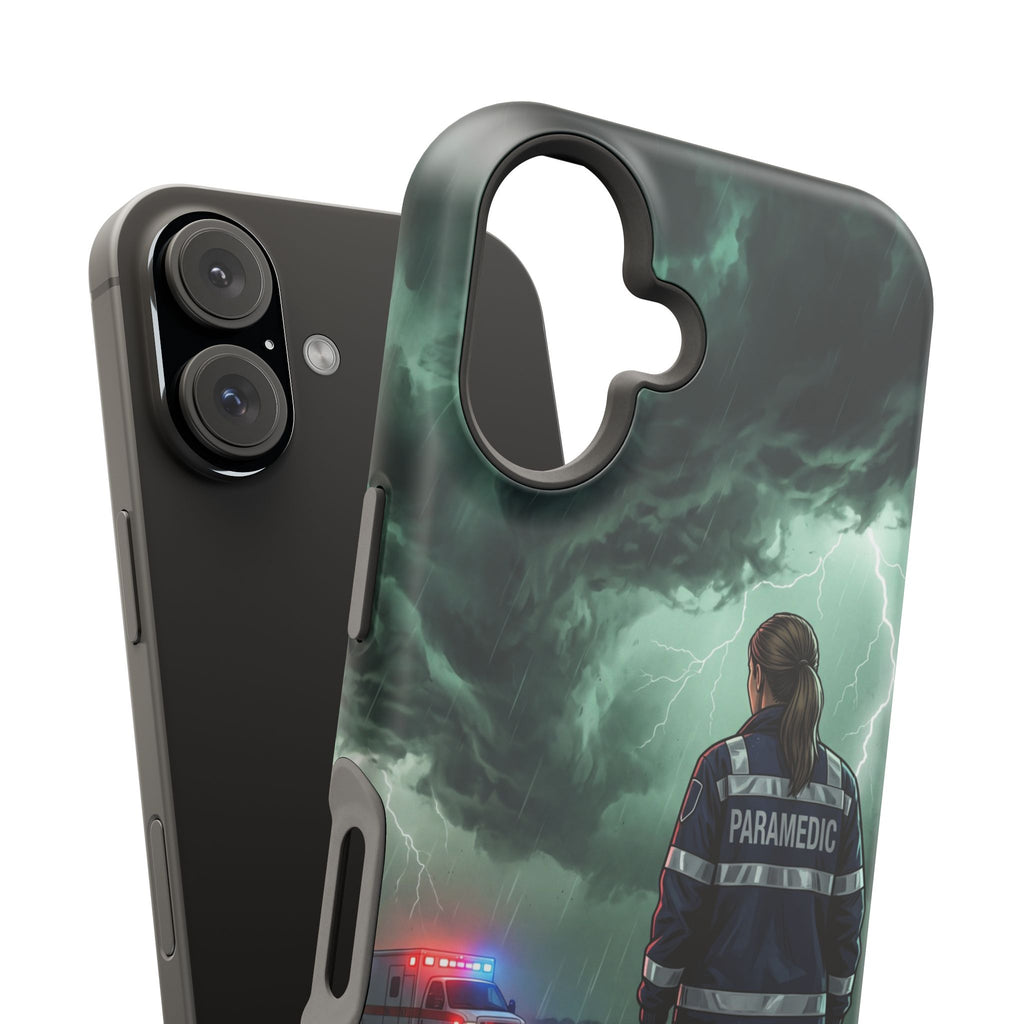 Female Paramedic Green Storm Phone Case — Magnetic Wireless Charging Cover