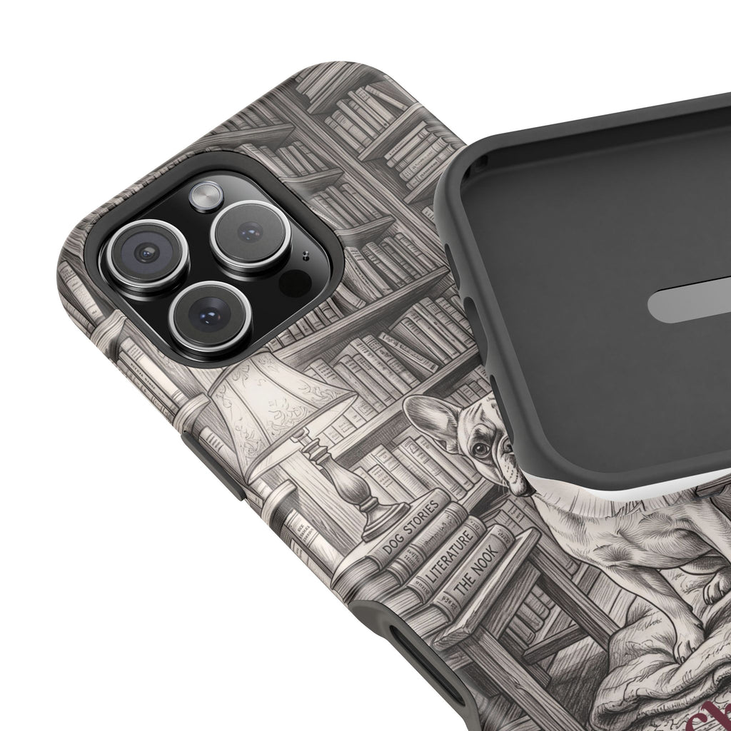 Personalized French Bulldog Library Study Phone Case — Wireless Charging Cover