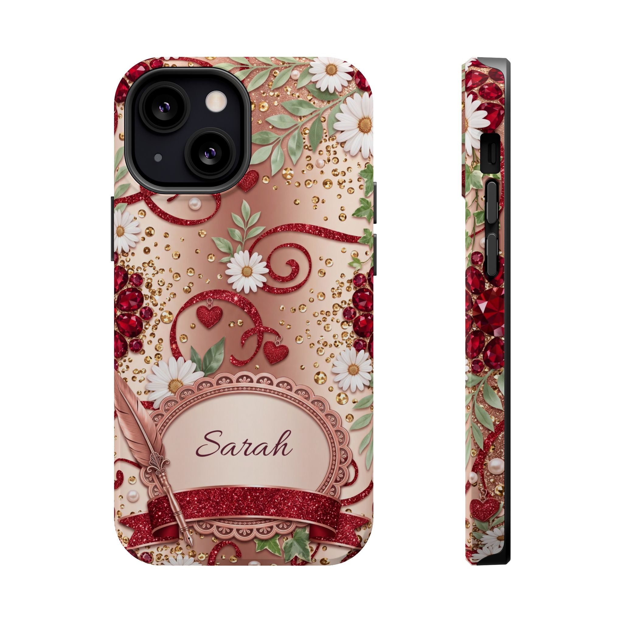 Personalized Vintage Floral Teacher Phone Case — Wireless Charging Cover