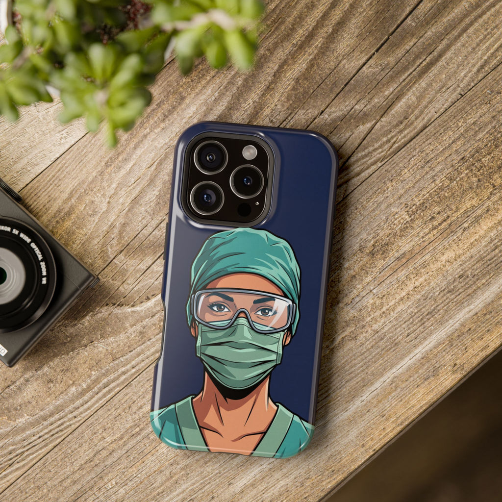 Bold Nurse Portrait Phone Case — Magnetic Wireless Charging Cover