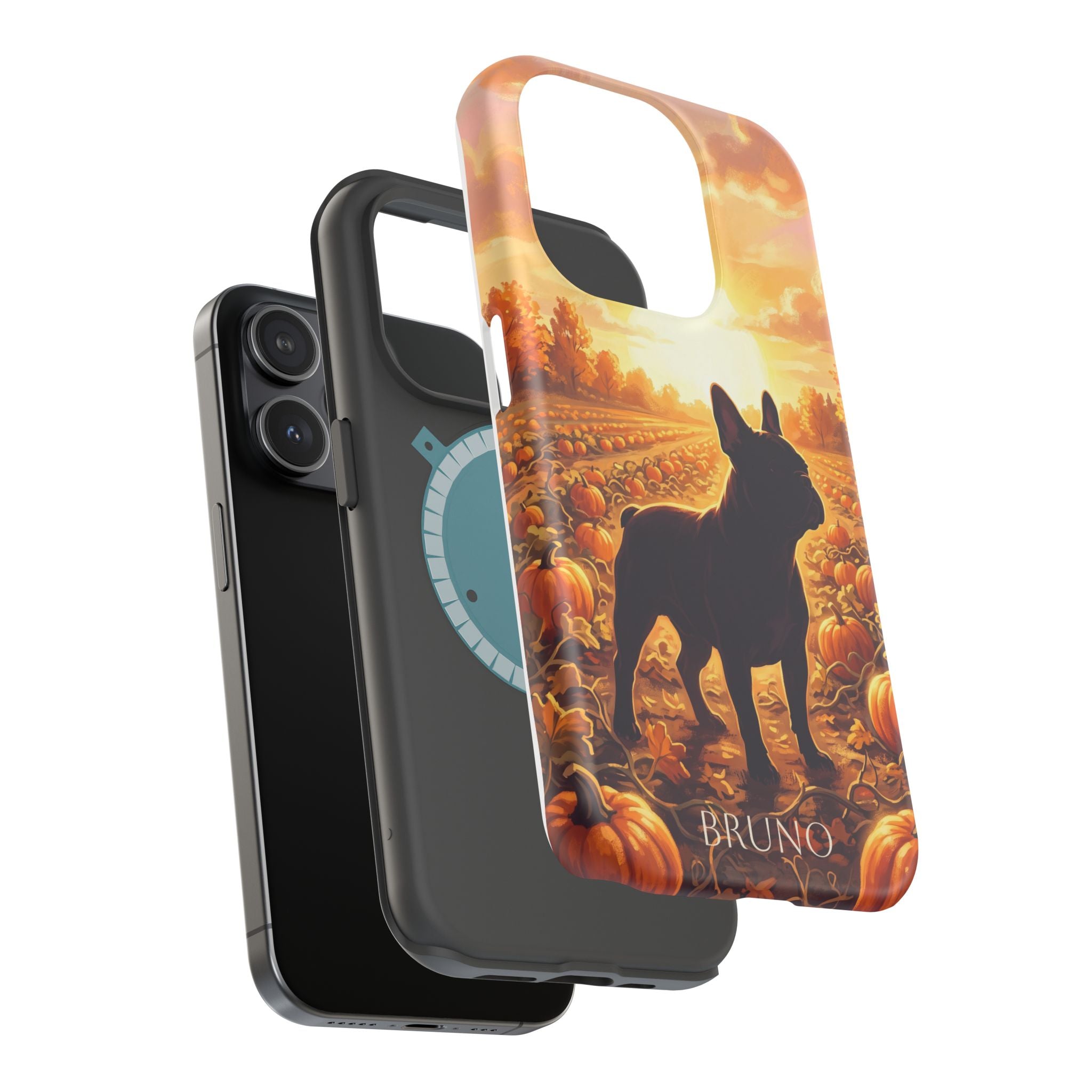 Personalized French Bulldog Pumpkin Patch Phone Case — Wireless Charging Cover
