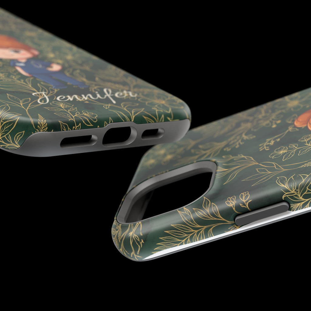Personalized Nurse Botanical Phone Case — Impact-Resistant Wireless Charging Cover