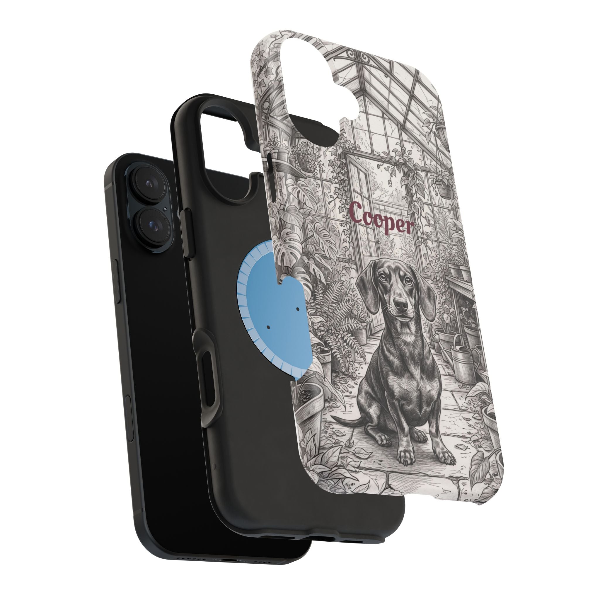 Personalized Dachshund Vintage Greenhouse Phone Case — Wireless Charging Cover