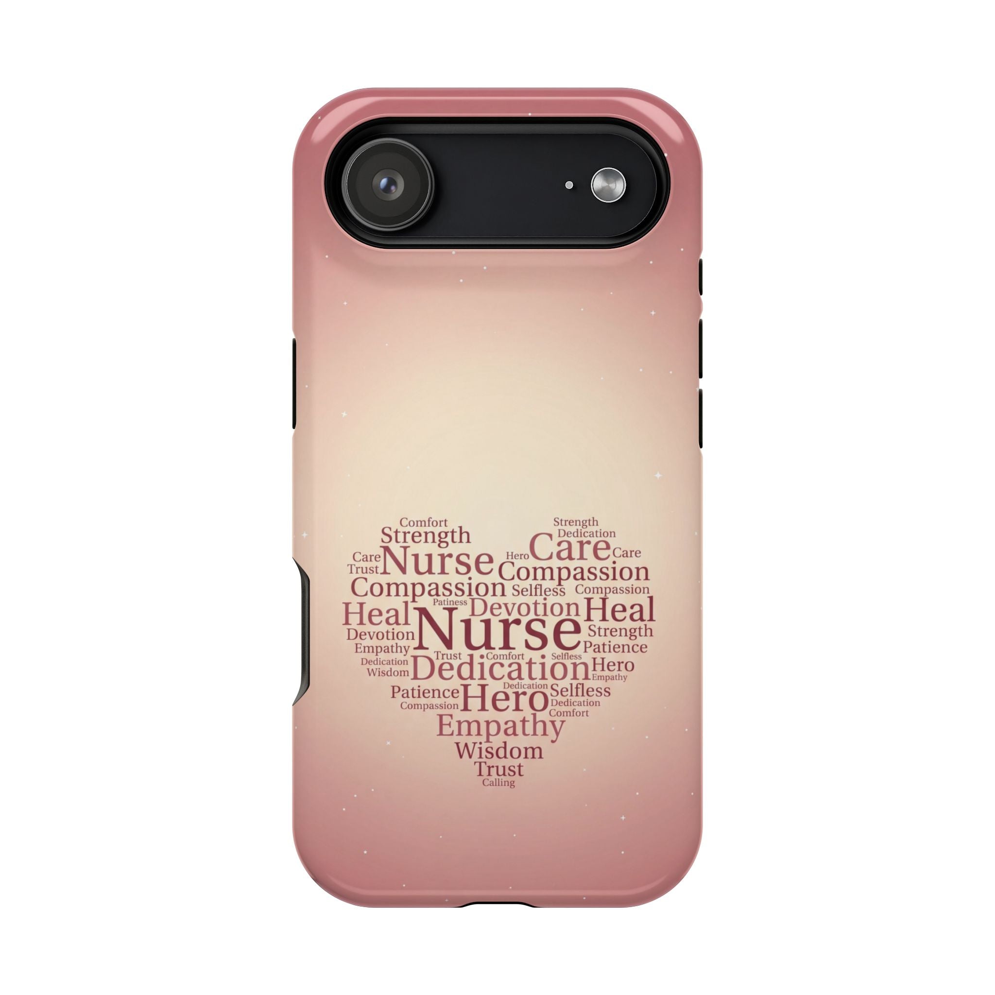 Nurse Heart Word Art Phone Case — Impact-Resistant Wireless Charging Cover