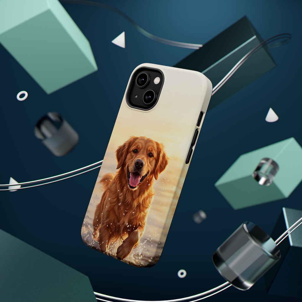 Beach Golden Retriever Phone Case — Impact-Resistant Wireless Charging Cover