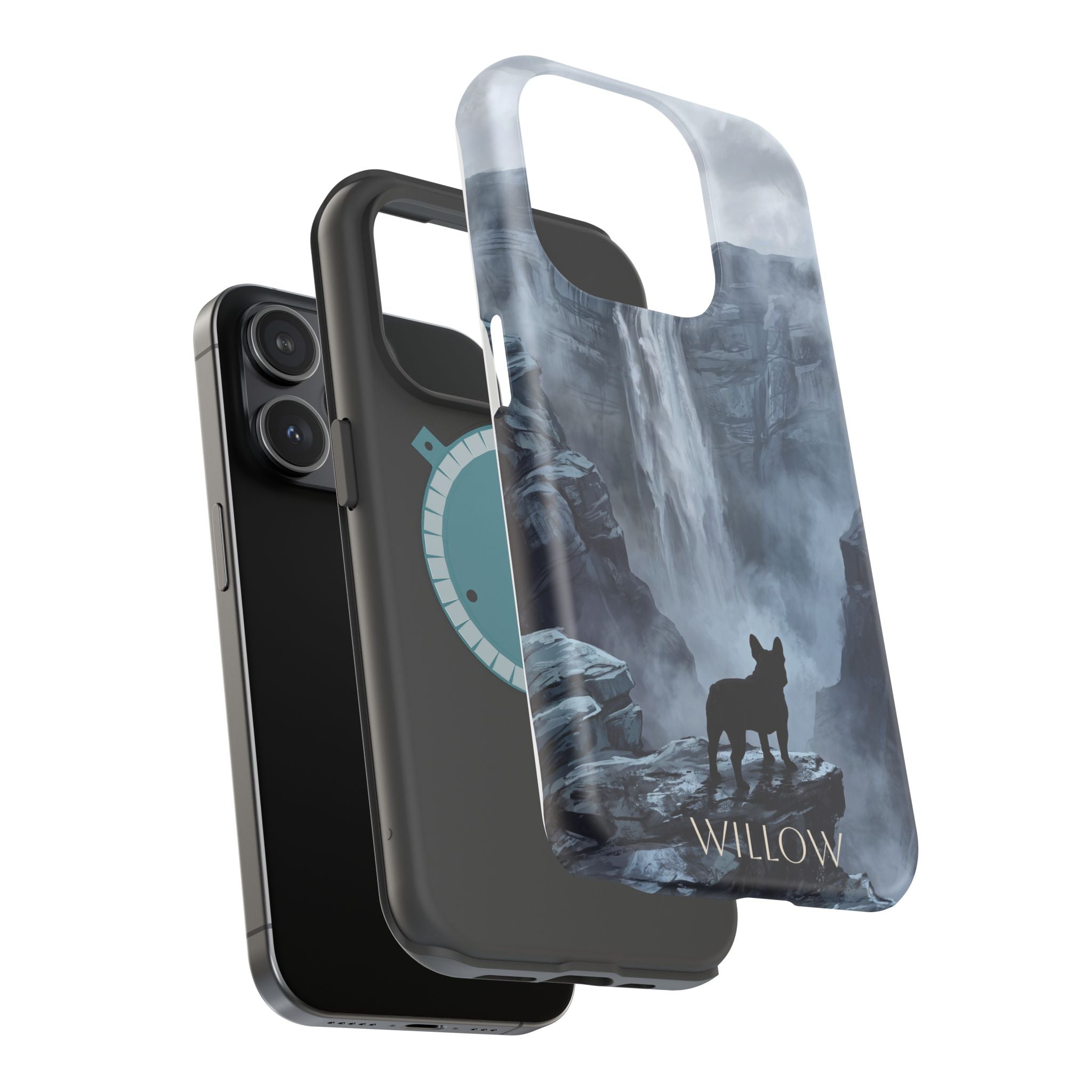 Personalized French Bulldog Misty Waterfall Phone Case — Wireless Charging Cover
