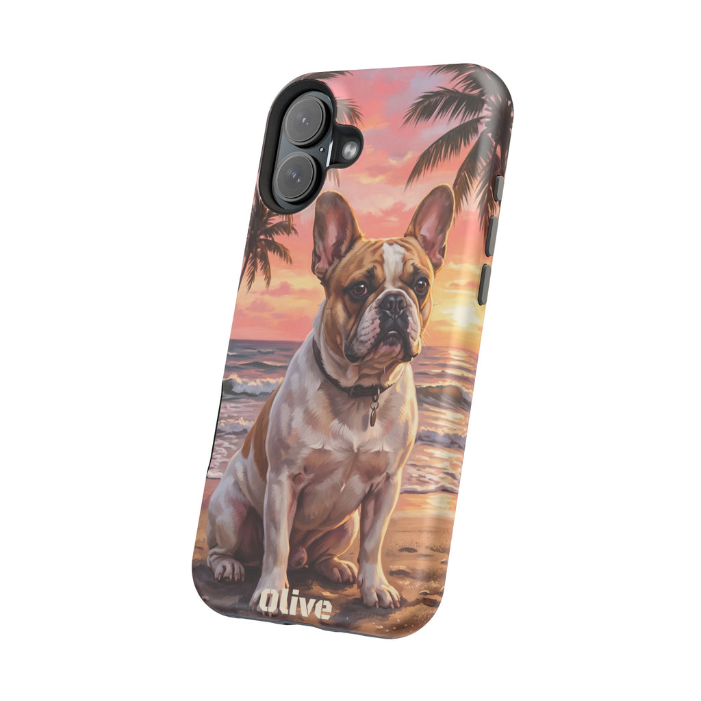 Personalized French Bulldog Beach Portrait Phone Case — Wireless Charging Cover