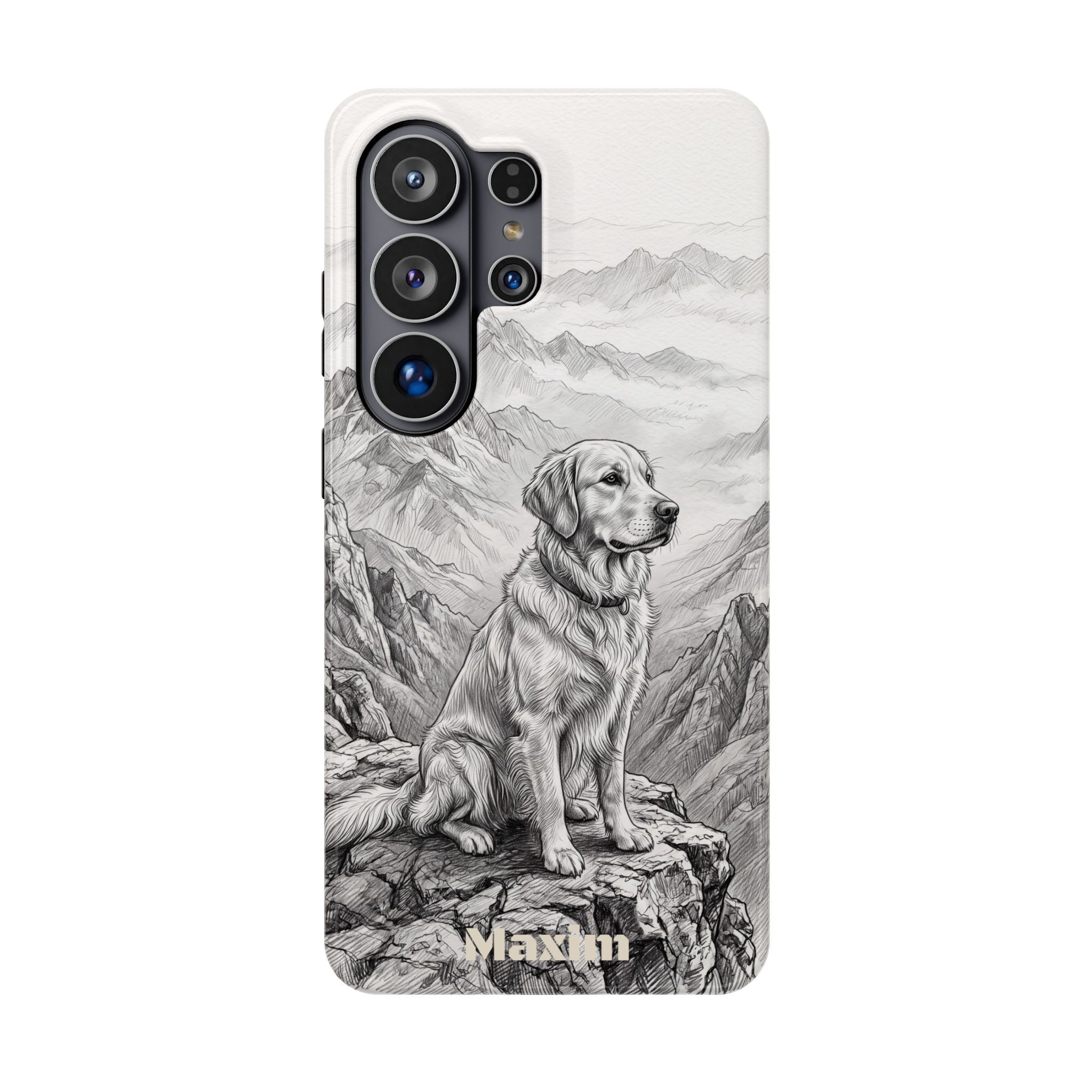 Personalized Golden Retriever Mountain Peak Phone Case — Wireless Charging Cover