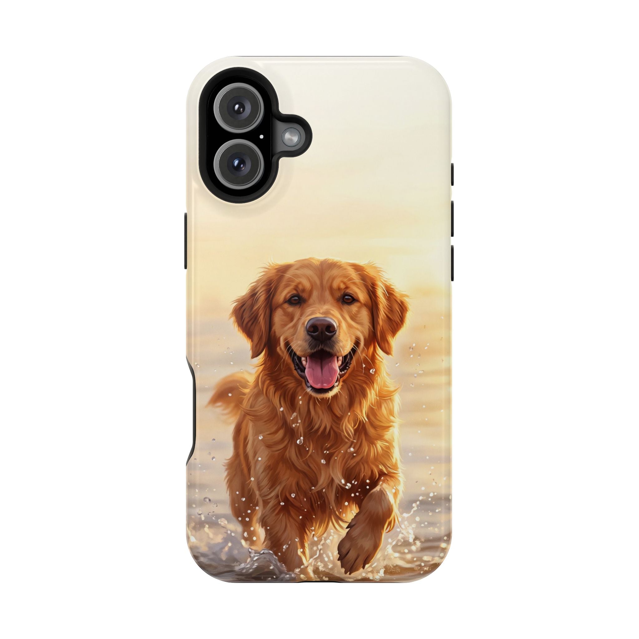 Beach Golden Retriever Phone Case — Impact-Resistant Wireless Charging Cover