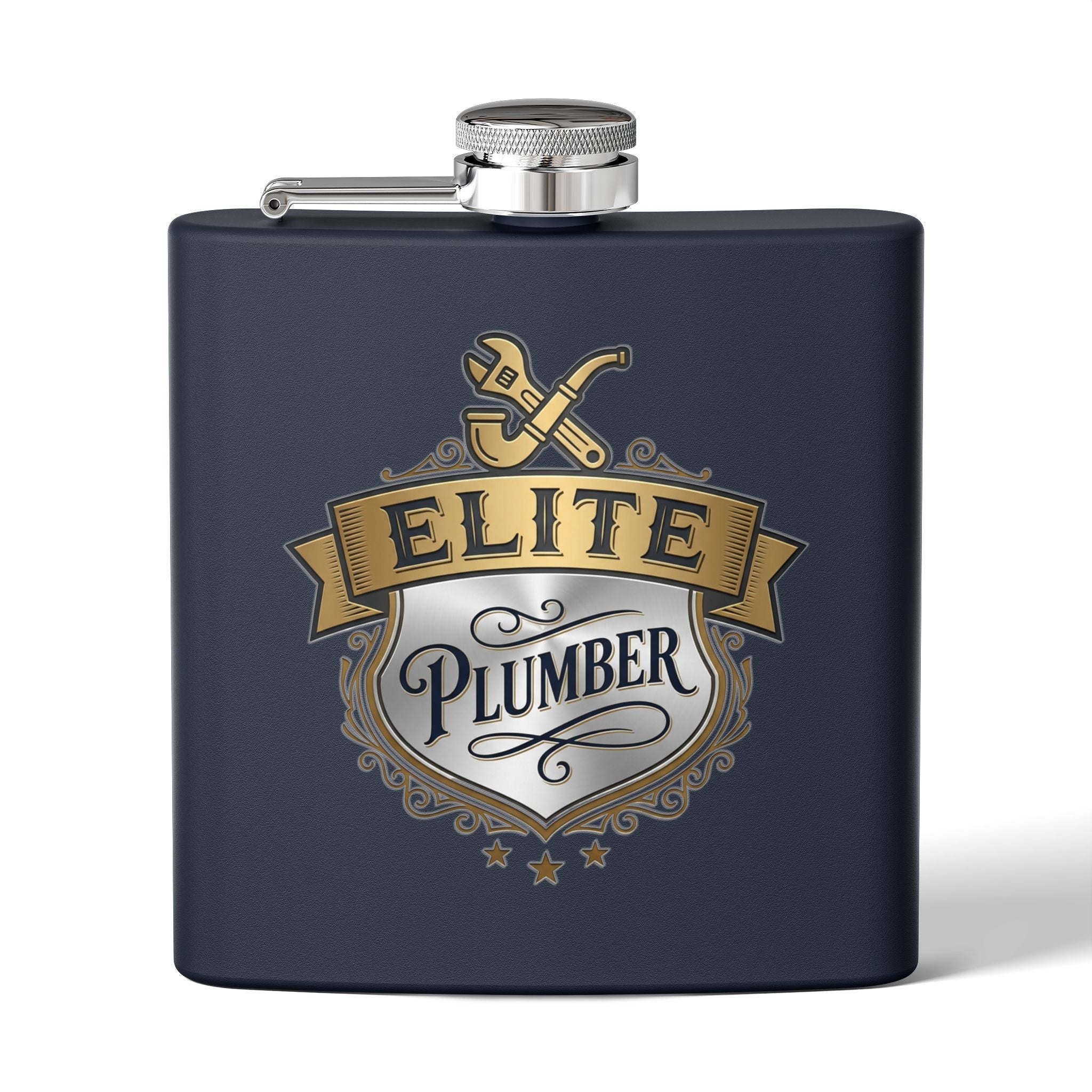 Flask — "Elite Plumber" 6oz Stainless Steel Hip Flask