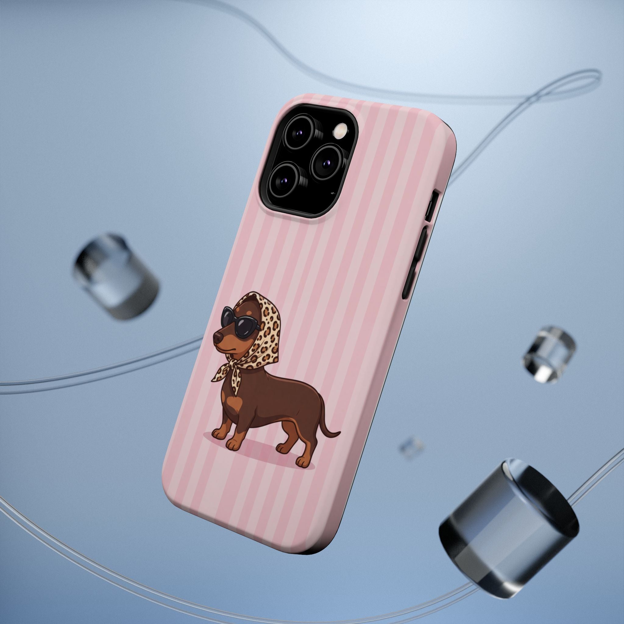Preppy Dachshund Phone Case — Impact-Resistant Wireless Charging Cover