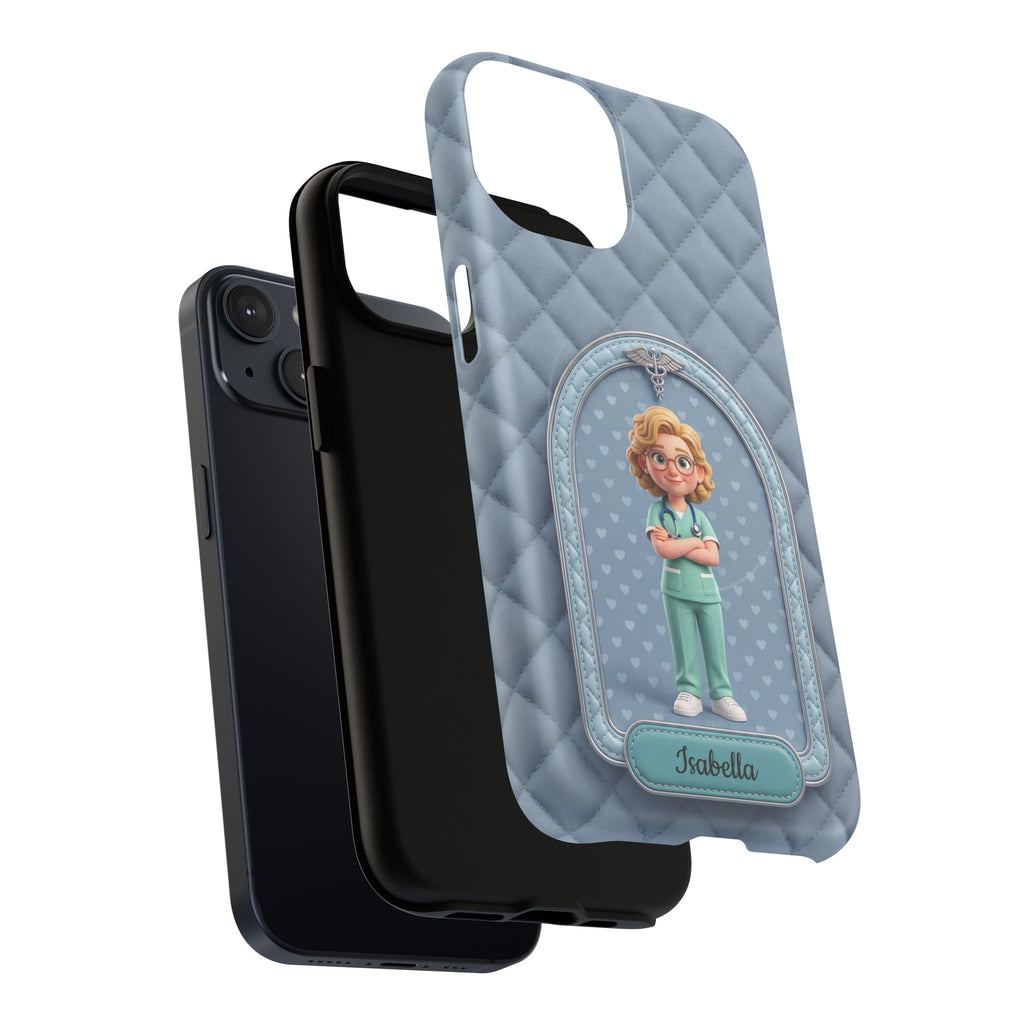 Personalized Nurse Phone Case | Quilted Badge Design, Custom Name iPhone Case