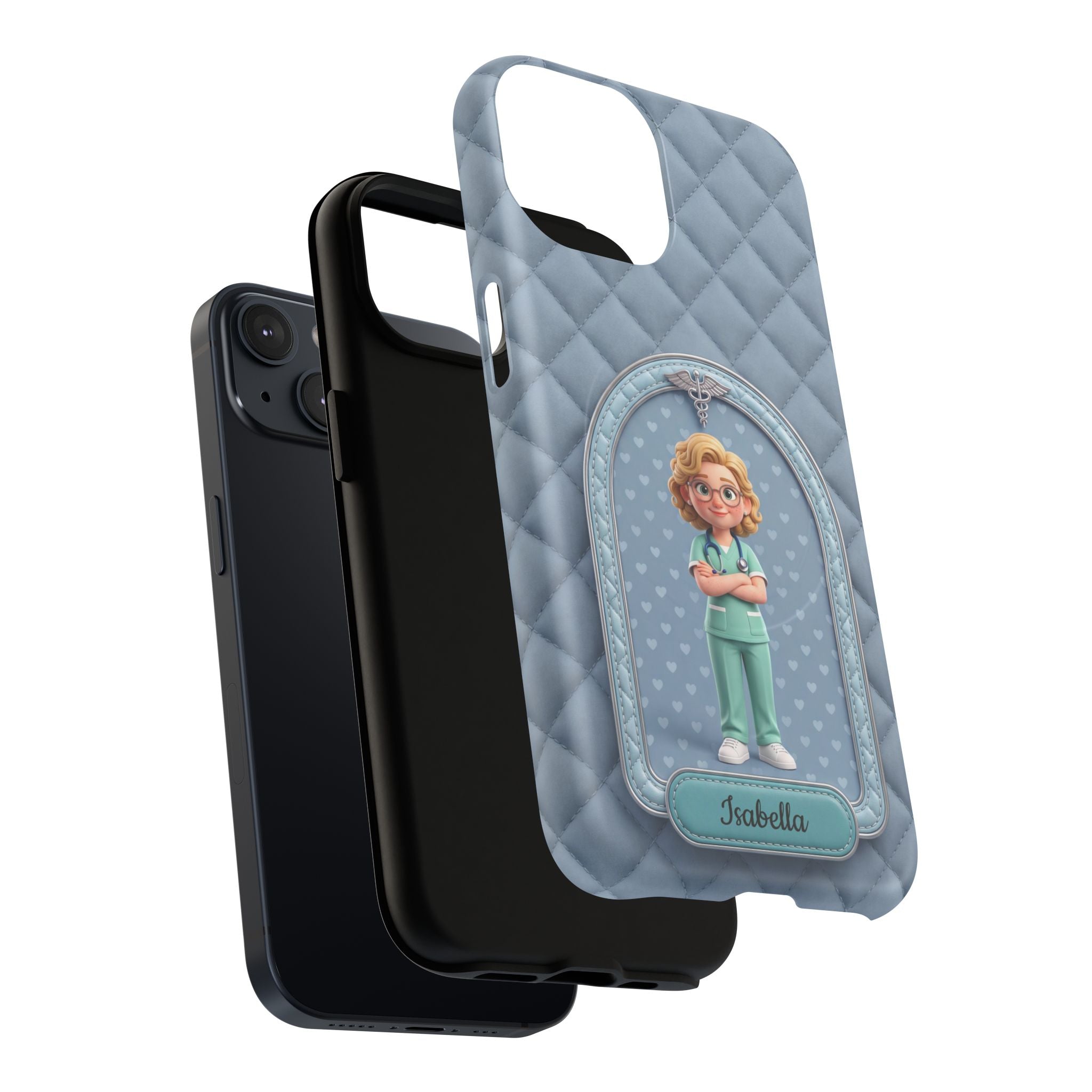 Personalized Nurse Phone Case | Quilted Badge Design, Custom Name iPhone Case