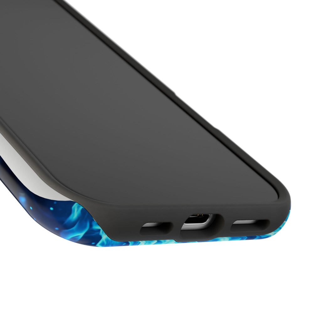 German Shepherd Phone Case | Blue Flame Art — Tough Magnetic Case with Wireless Charging