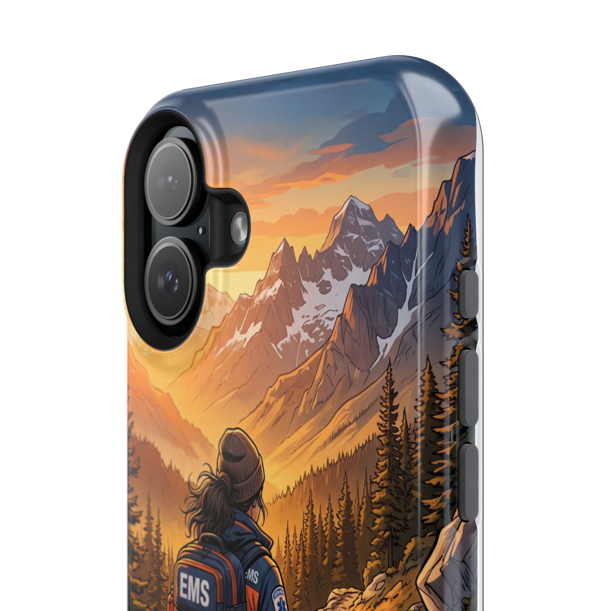 Paramedic/EMT Mountain Phone Case — Magnetic Wireless Charging Cover