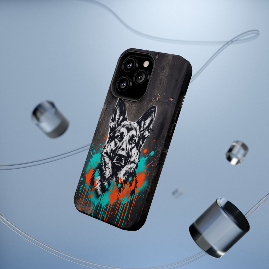 German Shepherd Phone Case | Graffiti Street Art — Tough Magnetic Case with Wireless Charging