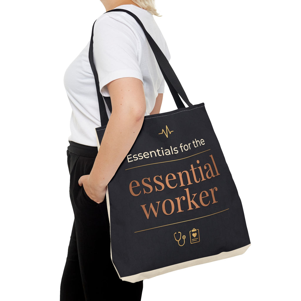 Essentials for the Essential Worker Tote | Healthcare Worker Gift Tote Bag | Nurse Doctor Appreciation Gift | Premium Polyester Carry-All