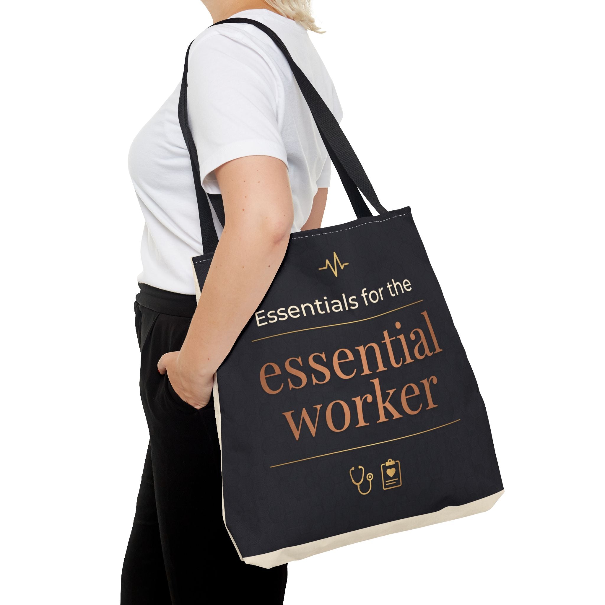 Essentials for the Essential Worker Tote | Healthcare Worker Gift Tote Bag | Nurse Doctor Appreciation Gift | Premium Polyester Carry-All