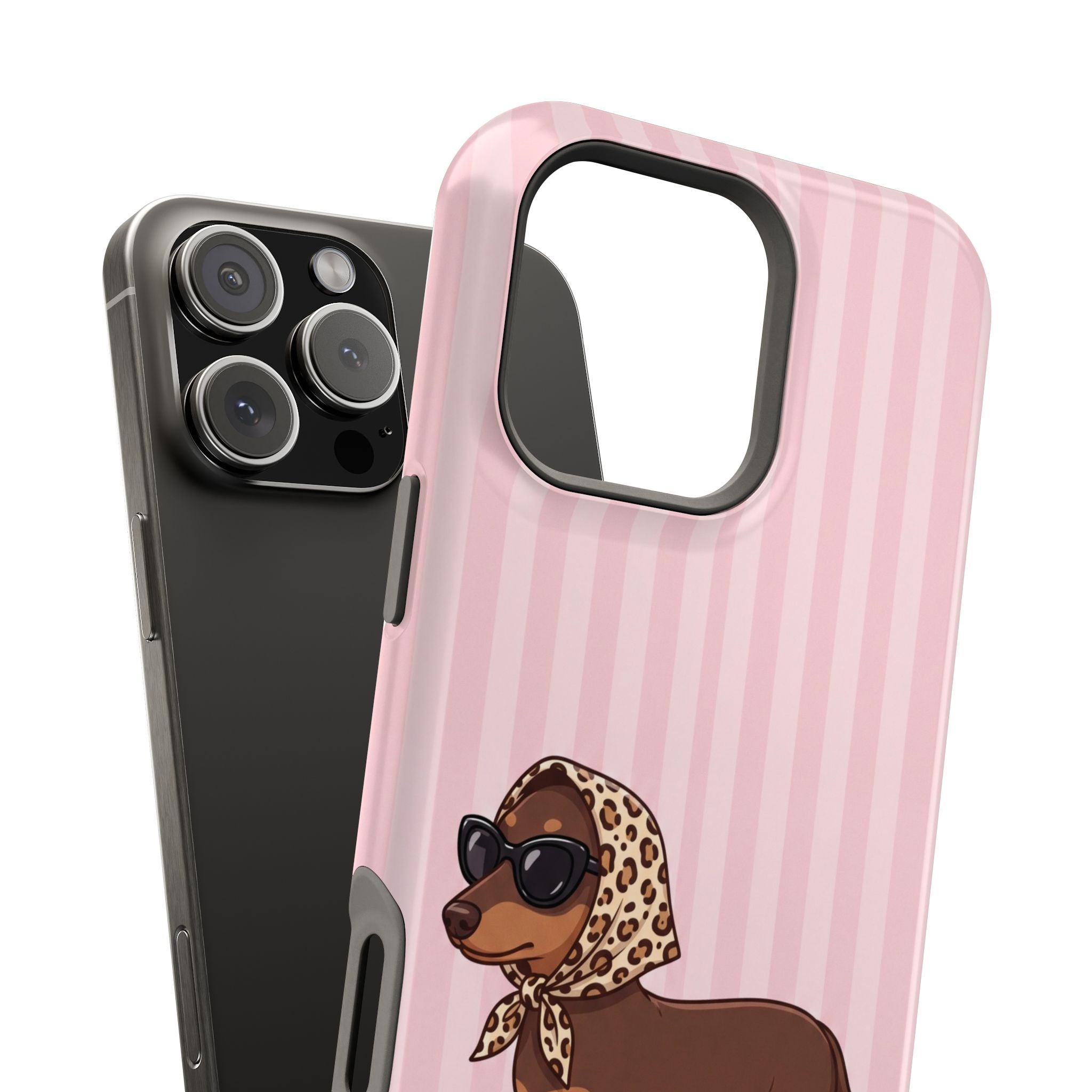 Preppy Dachshund Phone Case — Impact-Resistant Wireless Charging Cover